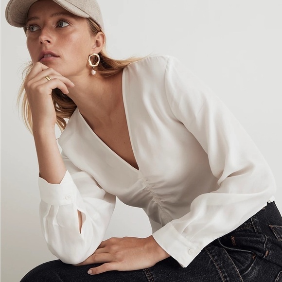 Madewell Brushed Ruched-Front Top lighthouse - Picture 3 of 6